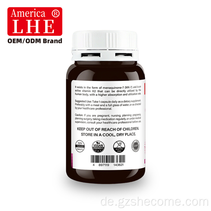 Shecome Vitamin K2 MK-7 Kapseln Knochengesundheit